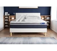 Pack ACTIFLEX CONFORT 140x200cm sommier kit blanc - 26cm - Ressorts ensachs et mmoire de forme - Enveloppant - Sommier kit Blanc - Avec couette et oreillers