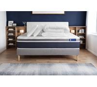 Pack ACTIFLEX CONFORT 140x200cm sommier kit gris - 26cm - Ressorts ensachs et mmoire de forme - Enveloppant - Sommier kit Gris - Avec couette et oreillers