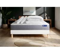 Pack prêt a dormir matelas ACTIFLEX DREAM Ressorts ensaches + memoire de forme 140x200 + sommier KIT blanc +2oreillers+couette