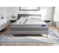 Pack ACTIFLEX NIGHT 200x200cm sommier kit gris - 20cm - Ressorts ensachs - Ferme - Sommier kit Gris - Avec couette et oreillers