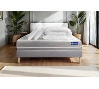 Pack ACTIFLEX TOUCH 140x200cm sommier kit gris - 20cm - Ressorts ensachs - Moelleux - Sommier kit Gris - Avec couette et oreillers
