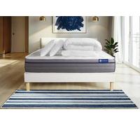 Pack ACTIFLEX ZEN 160x200cm sommier kit blanc - 26cm - Ressorts ensachs et mmoire de forme - Moelleux - Sommier kit Blanc - Avec couette et oreillers