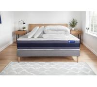 Actisom Pack lit ACTILATEX MORPHO 160x200 Matelas Latex+Mémoire Sommier kit gris 2 oreillers couette
