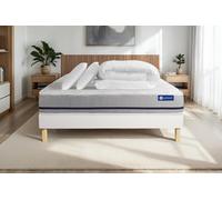 Pack prêt a dormir matelas 180x200 ACTIMEMO SOFT 3zones de confort + sommier KIT blanc + 2 oreillers + couette