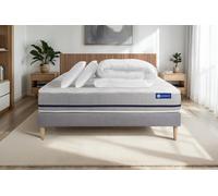 Pack prêt a dormir matelas 180x200 ACTIMEMO SOFT 3zones de confort + sommier KIT gris + 2 oreillers + couette