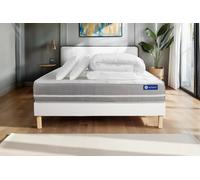 Pack ACTIMEMO TOUCH 200x200cm sommier kit blanc - 20cm - Mmoire de forme - Moelleux - Sommier kit Blanc - Avec couette et oreillers