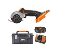 Pack AEG 18V - Mini scie multi-matériaux Brushless - Batterie 4.0 Ah - Chargeur - Caisse de rangement