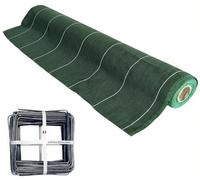 Pack Agrafes et Toile de paillage - Anti Mauvaises Herbes - Largeur 3,3m - Longueur 10m - Lot Bache Vert 130gr par m2 - Geotextile - Grande Largeur 3M ZENLYS