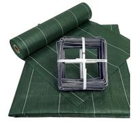 Pack Agrafes et Toile de paillage - Anti Mauvaises Herbes Rouleau Longueur 50m Largeur 1,38m - Lot Bache Vert 130gr par m2 - Geotextile - ZENLYS