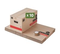 Pack and Move - Lot 10 Cartons Déménagement Premium - 60 X 30 X 30 - Extrême Résistance 20KG - Réutilisable - Poignées Renforcées - 1 Adhésif Offert