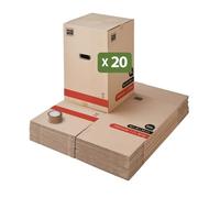 Pack and Move - Lot 20 Cartons Déménagement Premium - 40 X 40 X 60 Cm - Résistance 30 KG - Double Épaisseur - Poignées Renforcées - 1 Adhésif Offert