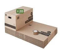 Pack and Move - Lot 20 cartons déménagement XL - 80 x 40 x 40 cm - Poignées renforcées - 1 adhésif offert