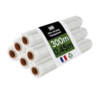Pack and Move - Lot 6 rouleaux film étirable - 300 m - Transparent - Film déménagement Film emballage Film palette Film protection