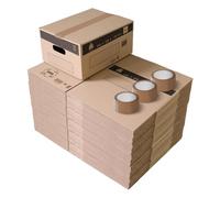 Pack and Move - Lot 60 cartons déménagement stockage S - 36 x 28 x 18 cm - Poignées renforcées - 3 adhésifs offerts