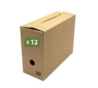 Pack and Move - Lot de 12 boîtes d'archives en carton ondulé robuste - 33,5 x 12 x 24 cm - Organisation pratique