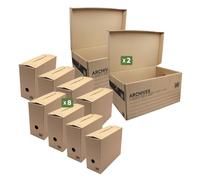 Pack and Move - Lot de 8 boites archives Taille L - 54 x 36 x 28 cm - Caisse de stockage incluse