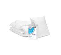 Pack Anti-acariens Couette Chaude 140x200cm + 1 Oreiller 60x60cm + 1 Protège-matelas 90x190cm - BLEU CALIN