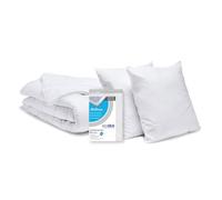Pack Anti-acariens Couette Chaude 240x260cm + 2 Oreillers 60x60cm + 1 Protège-matelas 160x200cm - BLEU CALIN