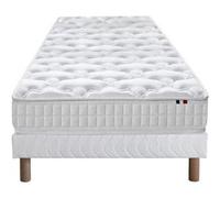 Pack ASTRE Pack Matelas Ressorts + Sommier + Couette + Oreillers Made in France 90 x 190 cm, Sommier Blanc G