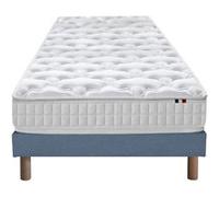 Pack ASTRE Pack Matelas Ressorts + Sommier + Couette + Oreillers Made in France 90 x 190 cm, Sommier Bleu denim G