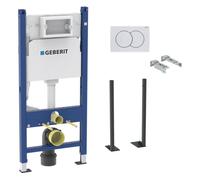 Pack Autoportant Bati-support Geberit Duofix 112cm + Plaque de commande blanche Delta20 + fixations murales (111.154.11.1-GebX)