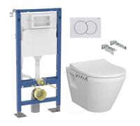 Pack Autoportant Bati-support Geberit Duofix + WC sans bride Vitra Integra + Abattant softclose + Plaque blanche