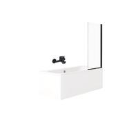 Pack baignoire 170 x 75 Elise + tablier angle + mitigeur bain douche mural Aimé noir + pare bain noir mat + vidage