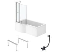 Pack baignoire bain douche 150 x 80 cm gauche IDEAL STANDARD Connect Air + tablier + pare bain avec volet + pieds + vidage Chromé