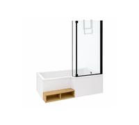 Pack baignoire bain douche 150 x 80 Neo version droite + pare bain noir mat + tablier de baignoire en angle