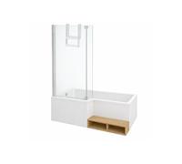 Pack baignoire bain douche 150 x 80 Neo version gauche + pare bain chromé + tablier de baignoire en angle