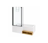 Pack baignoire bain douche 150 x 80 Neo version gauche + pare bain noir mat + tablier de baignoire en angle