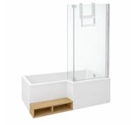 Pack baignoire bain douche 160 x 90 JACOB DELAFON Neo version droite + pare bain chromé + tablier en angle