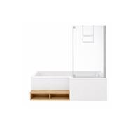 Pack baignoire bain douche 160 x 90 Neo version droite + pare bain chromé + tablier en niche