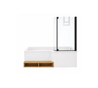 Pack baignoire bain douche 160 x 90 Neo version droite + pare bain noir mat + tablier niche