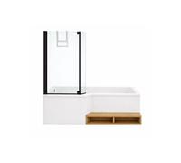 Pack baignoire bain douche 160 x 90 Neo version gauche + pare bain noir mat + tablier de baignoire en niche