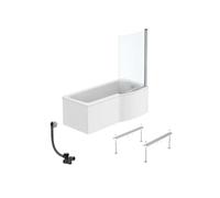 Pack baignoire bain douche 170 x 80 cm droite Connect Air + tablier + pare bain fixe + pieds + vidage Chromé