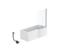 Pack baignoire bain douche 170 x 80 cm droite Connect Air + tablier + pare bain fixe + vidage Chromé