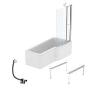 Pack baignoire bain douche 170 x 80 cm droite IDEAL STANDARD Connect Air + tablier + pare bain avec volet + pieds + vidage Blanc