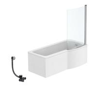 Pack baignoire bain douche 170 x 80 cm droite IDEAL STANDARD Connect Air + tablier + pare bain fixe + vidage Chromé