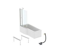 Pack baignoire bain douche 170 x 80 cm gauche Connect Air + tablier + pare bain avec volet + pieds + vidage Doré