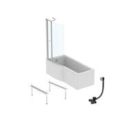 Pack baignoire bain douche 170 x 80 cm gauche Connect Air + tablier + pare bain avec volet + pieds + vidage Chromé