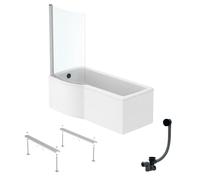 Pack baignoire bain douche 170 x 80 cm gauche IDEAL STANDARD Connect Air + tablier + pare bain fixe + pieds + vidage Noir mat