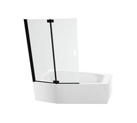 Pack baignoire bain douche 170 x 90 Bastille vidage à gauche blanc mat + tablier en angle + pare-bain noir