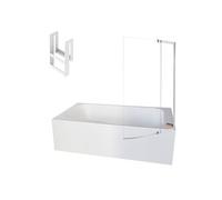 Pack baignoire bain douche 170 x 90 Malice version droite blanc mat + tablier en niche + pare bain + étagère