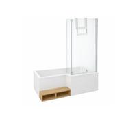 Pack baignoire bain douche 180 x 90 Neo version droite + pare bain chromé + tablier en angle