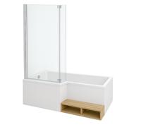 Pack baignoire bain douche 180 X 90 version gauche JACOB DELAFON Neo + pare bain chromé + tablier