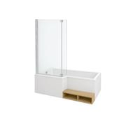 Pack baignoire bain douche antidérapante 160 x 90 Neo blanc mat - v.gauche + pare bain chromé
