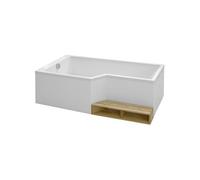 Pack baignoire bain douche antidérapante 160 x 90 Neo blanc mat version gauche + tablier