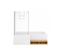 Pack baignoire bain douche antidérapante 170 x 90 Neo version gauche + pare bain chromé + tablier en niche