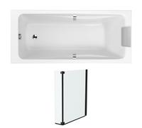 Pack baignoire droite 160 X 75 JACOB DELAFON Odéon Up + pare bain 2 volets noir mat